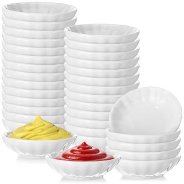 Imagem de Mimorou 50 tigelas brancas para molho de soja, granel, 34 g, tigelas de molho pequenas asiáticas para sushi, ketchup, vinagre, azeite de oliva, soja, especiarias, chips de churrasco e tigela de servir