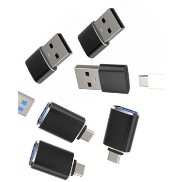 Imagem de Cabo adaptador USB-C para USB A tipo C OTG (pacote com 6) para iPhone15 Pro Max Plus para iPad Air4 Mini MacBook Conversor compatível com Samsung Galaxy S23 Acessórios Thunderbolt Port Mouse Connector
