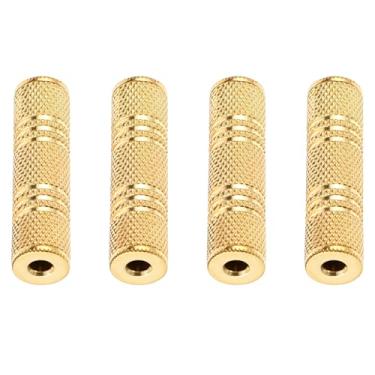 Imagem de Lusofie Adaptador auxiliar fêmea para fêmea de 3,5 mm, adaptador de fone de ouvido de liga de zinco dourado, acoplador estéreo, conector de áudio plug and play para carros e dispositivos domésticos