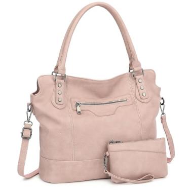 Imagem de TANTOMI Bolsas de mão femininas Hobo Bolsas grandes transversais bolsas de ombro com alça ajustável, Rosa empoeirado, One Size