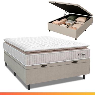 Imagem de Cama Box Baú Colchão Casal Molas Ensacadas City Pillow