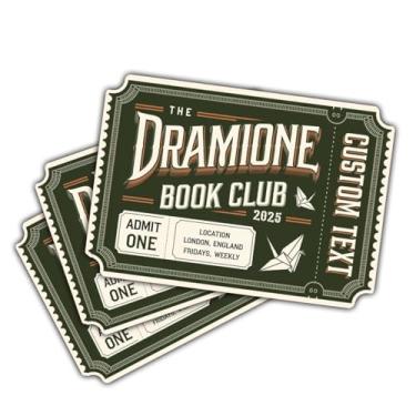 Imagem de 3 adesivos Dramione Book Club, Admit One Ticket Bookisk Lover, Fanfic Book Club Adesivos de vinil cortados em matriz 7,6 cm para garrafas de água, laptop, telefone, carro, capacete de esqui