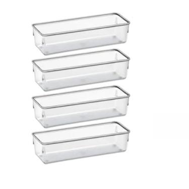 Imagem de Kit 4 Organizadores Retangular Multiuso Gavetas, Pote Acrílico Cristal Grande(Cristal)