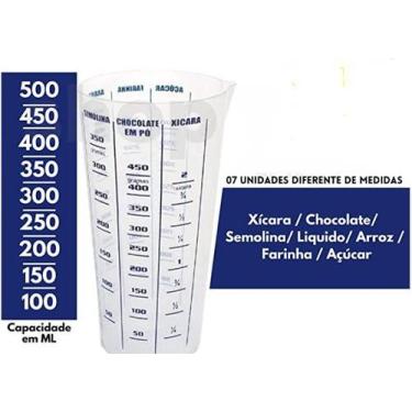 Imagem de Copo Medidor Graduado Plástico 500ml Dosador Receitas/Certa - Uny Home