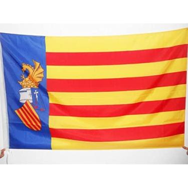 Imagem de AZ FLAG Bandeira Valenciana Benicassim 3' x 5' para um mastro - Bandeiras Valencia Estatut de Benicàssim 90 x 150 cm - Banner 3x1,5 m com furo