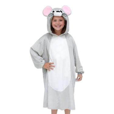 Imagem de ROC PARTY Vestido com capuz de animal brincalhão para crianças de 4 a 12 anos com capuz para cosplay de Halloween, festas e fantasia de inverno (casal, P (4-6 anos))
