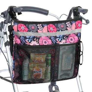 Imagem de Acessórios para cadeira de rodas Mochila para pendurar nas costas Bolsa de armazenamento de andador com vários bolsos para idosos adultos