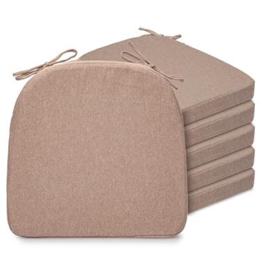 Imagem de SQUARE MOON Almofadas de cadeira para cadeiras de jantar, almofadas de espuma de alta resiliência para sala de jantar, almofadas de assento de cozinha com laços, lavável na máquina, 43 x 40 x 5 cm