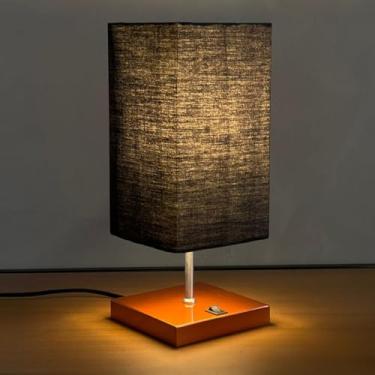 Imagem de Abajur luminária de Mesa Clássico Quadrado Cobre de Aluminio Com Interruptor Com Cúpula Preta Ref 49 Decoração Casa e Sala, Escritório, Quarto, cama