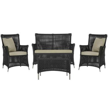 Imagem de Jogo Sofá E 2 Poltronas E Mesa Igapó Fendi E7 Trama Original Preto