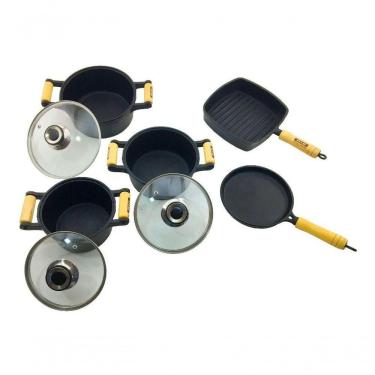 Imagem de Jogo 3 Caçarolas Tampa Vidro, Tapioca E Cook Grill De Ferro.