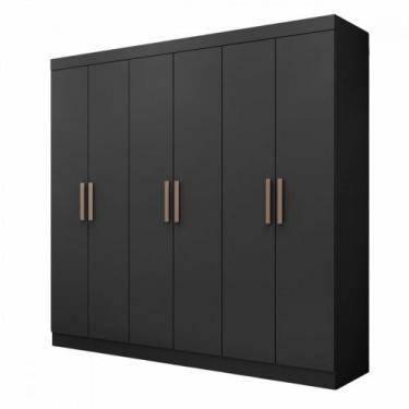 Imagem de Guarda Roupa de Casal Paris 6 Portas MDP Preto Fosco Maxel, Preto Fosc