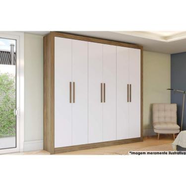 Imagem de Guarda Roupa Casal Open M569 6 Portas E 2 Gavetas Branco/nogueira - Kappesberg