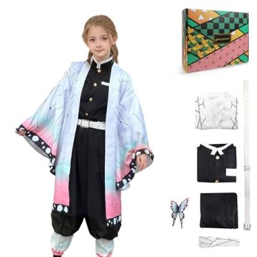 Imagem de Kahopy Anime Cosplay Costume Kids Uniform, Halloween Kimono Role Play Outfit Set for Boys and Girls (White Pink, 150)