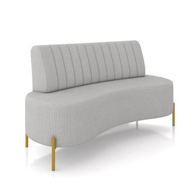 Imagem de Sofá 2 Lugares Living 160cm Pé Ferro Dourado Maraú Linho K01 - D\'rossi Cor Cinza