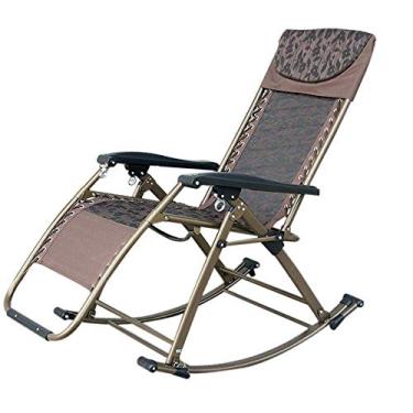 Imagem de Cadeira de balanço dobrável com travesseiro reclinável ajustável para sala de estar, pátio e terraço