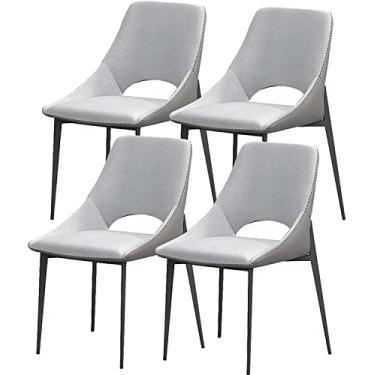 Imagem de Cadeira de jantar, cadeiras de recepção de escritório, conjunto de cadeiras de jantar de negócios, conjunto de 4 cadeiras de cozinha com almofada de tecido, cadeiras laterais modernas de sala de estar