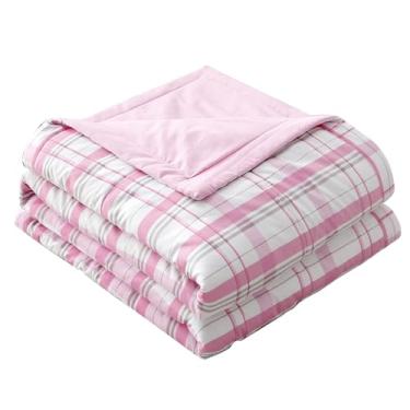 Imagem de Cobertor de cama de algodão refrescante, edredom térmico, dupla face, efeito frio, cobertor de fibra macia, reversível, colcha macia para o verão, ar-condicionado, colcha