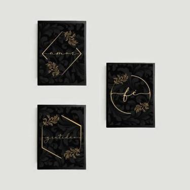 Imagem de Kit 3 Quadros Fé, Amor E Gratidão 24X18Cm - Quadros On-Line