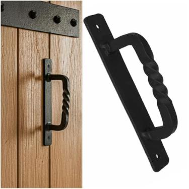 Imagem de SaKeGa Puxador de porta de 15 cm Puxador de porta de celeiro deslizante rústico puxadores de armário de cerca vintage para interior, exterior, garagem - preto