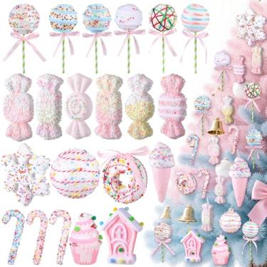 Imagem de 21 peças de enfeites de doces pastel para decoração de árvore de Natal, pirulito, bengala doce, bolo, rosquinhas, pastéis, enfeites de pendurar para pendurar para festas de Natal em casa 2025