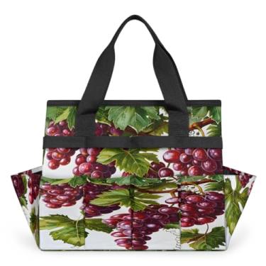 Imagem de Sacola de jardinagem de folhas de uva em aquarela com alça e 10 bolsos espaçosos, organizador de transporte, caixa de ferramentas de armazenamento resistente ao desgaste e reutilizável para jardim ao