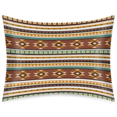 Imagem de Fronha de almofada de cetim de seda tamanho padrão para cabelo e pele capa de almofada macia antiderrapante arte refrescante boêmia asteca capas de almofada com fecho de envelope para dormir mulheres