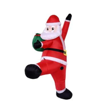 Imagem de Baoblaze Papai Noel inflável de Natal com parede de escalada de LED integrada, decoração de parede para festas, inflável para quintal, porta da frente e área