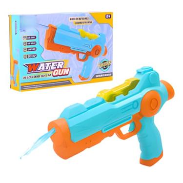 Imagem de Brinquedo Infantil Pistola Lança Água Elétrica com barulho de disparo para crianças a partir de 3 anos - Azul e Laranja