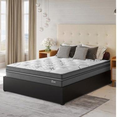 Imagem de Conjunto Cama Box Casal Zoe Com Molas Ensacadas 138x188x62,4cm Yescasa