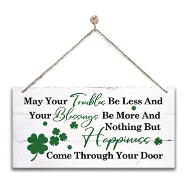 Imagem de Gkwa Placa De Decoração De Madeira Para Pendurar No Dia De São Patrício, Placa De Arte De Parede De Madeira Impressa Com Oração Irlandesa, Decoração De Placas Para Casa, Placa De Madeira Para Pendur