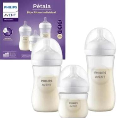 Imagem de kit 3 MAMADEIRA PETALA AVENT 125 260 330ML N2 0M SCY83827 - Philips Av