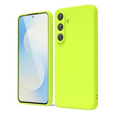 Imagem de oakxco Capa para celular Samsung Galaxy S25 FE de silicone líquido, gel de borracha macia e fina para mulheres e homens, capa simples de cor brilhante fosca lisa com capa para câmera, fluorescente