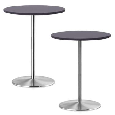 Imagem de Pacote com 2 toalhas de mesa elásticas para mesa de coquetel redonda pequena de 76 cm, capa de mesa de piquenique, impermeável, elástica, lavável, toalha de mesa dobrável de elastano para bar, pub e