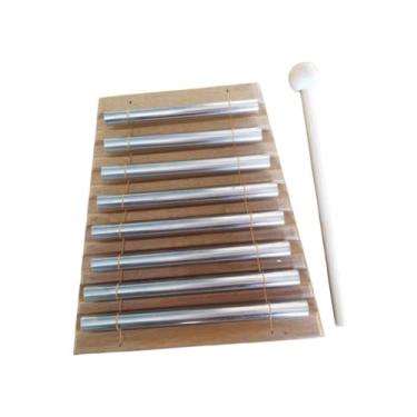 Imagem de menolana Sino de madeira portátil, instrumento de percussão compacto, presente para crianças, sino de vento de mesa para escola ou estúdio.