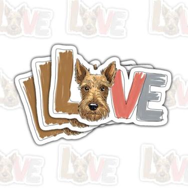 Imagem de 3 adesivos Love Scottish Terrier, adesivos de vinil fofos de cachorro escocês amarelo para laptop, caderno, garrafa de água, para-choque de carro, presente para amantes de cães, amigos, estudantes