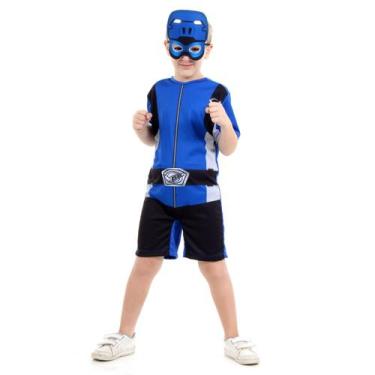 Imagem de Fantasia Power Rangers Azul Curto Infantil - Beast Morphers - Sulameri