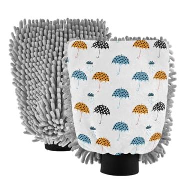 Imagem de STAYTOP Luvas coloridas para lavagem de carro para guarda-chuva, 2 peças, luvas de microfibra de chenille, sem arranhões, panos de esponja de lavagem ultra absorventes para carros, limpeza doméstica