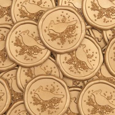 Imagem de 30 peças de adesivos de selo de cera de Natal adesivos autoadesivos de selo de envelope ótimos para presentes de convite de Natal decoração de envelope de cartão de felicitações (marrom)