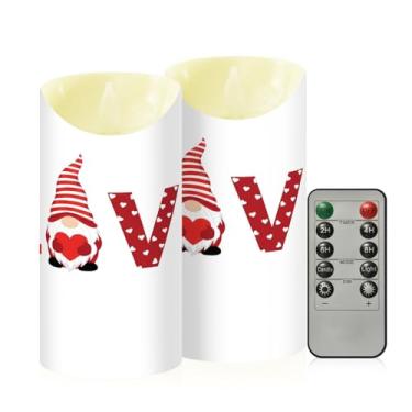 Imagem de Wassud Pacote com 2 velas sem chama Love Gnomo com controle remoto, velas realistas cintilantes com temporizador, velas decorativas para Natal, casamento, festa, decoração de casa média