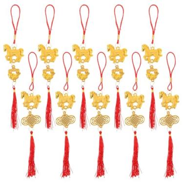 Imagem de DECHOUS 10 peças de decorações de ano novo chinês 2026 pingente para pendurar cavalo pingente chinês sorte pingente de borlas para decoração de casa, escritório, carro, bonsai, árvore