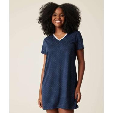 Imagem de Camisola Estampa Poá Manga Curta Marisa-52067, Azul, GG