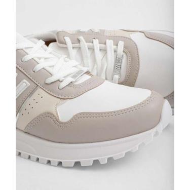 Imagem de Tênis Casual Feminino Recortes Vizzano-11318, 37, Branco e cinza