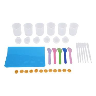 Imagem de Diydeg Kit de Ferramentas para Artesanato em Resina, Tapete de Silicone Reutilizável com 6 Copos Medidores, 6 Pipetas, para Projetos de Resina, Criação de Joias e Artesanato DIY