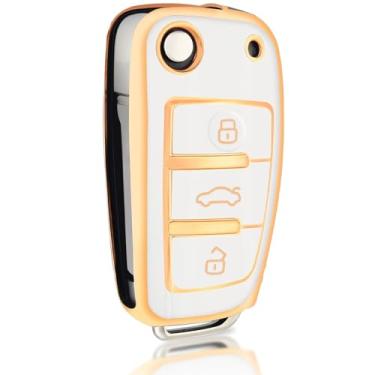 Imagem de Capa flip de 3 botões de TPU compatível com Audi A1-A8/Q2-Q7/R8/S3-S6/TT/RS3-RS6/S1-S8/B6-B8/C5-C6/4F/4G/TTS/TTRS e assento/Exeo 3R, acessórios para chaves automotivas