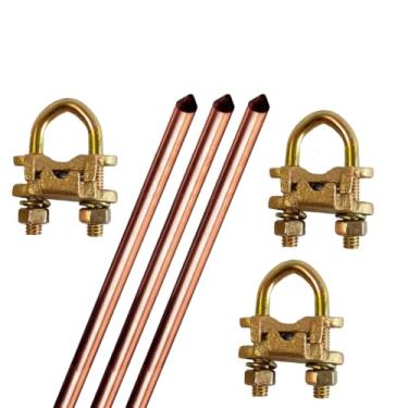 Imagem de Kit 3 Haste Aterramento Cobre 1/2X2,0mts 10mm + 3 Conectores