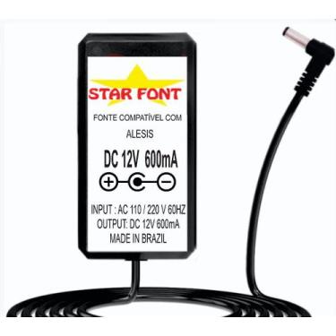 Imagem de Fonte DC 12V 600mA para Bateria Percussão Digital Alesis - Bivolt - St