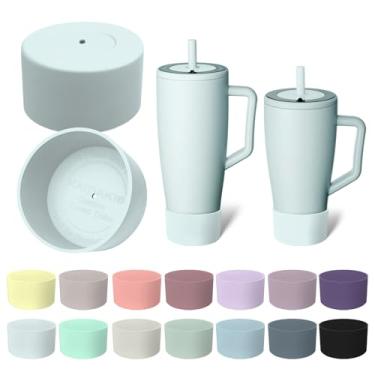 Imagem de Kaitiaki 2 peças de bota de silicone compatível com copo Brumate Era 1,134 g 850,5 g, capa de manga inferior antiderrapante, acessórios de proteção para garrafas de água, livre de BPA (agave azul)