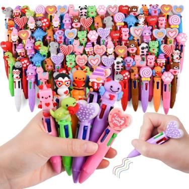 Imagem de LiYiQ 100 peças de canetas coloridas multicoloridas para Dia dos Namorados em um desenho animado, fofas, divertidas, fofas, canetas, coração, capivara, sapo, panda, lindas canetas esferográficas para