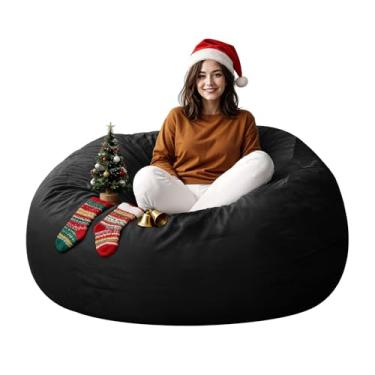 Imagem de Cadeira Bean Bag para adultos, 1,5 m de espuma de memória de alto rebote para sofá com capa removível, sofá grande para jogos, leitura e relaxamento, preto